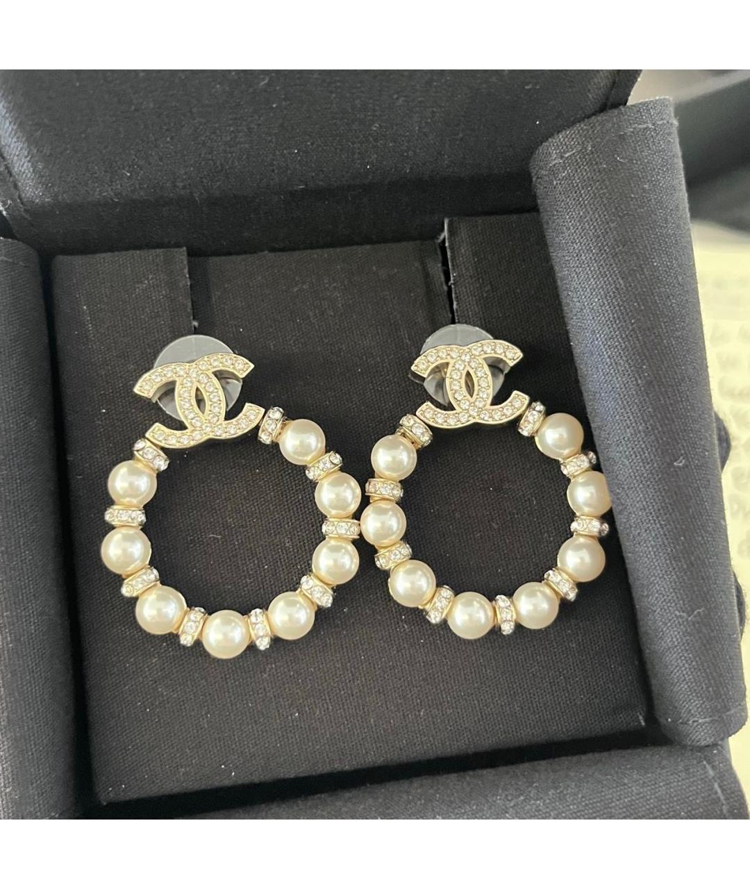 CHANEL Белые серьги, фото 4