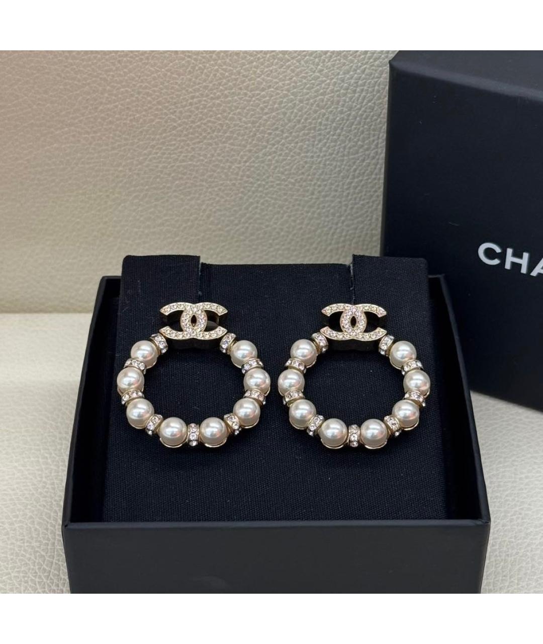 CHANEL Белые серьги, фото 3
