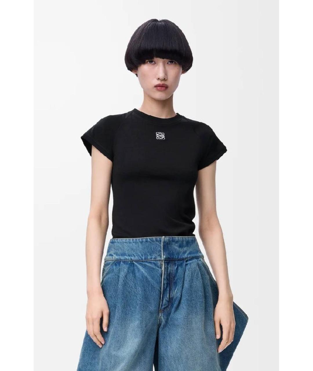 LOEWE Черная хлопковая футболка, фото 2