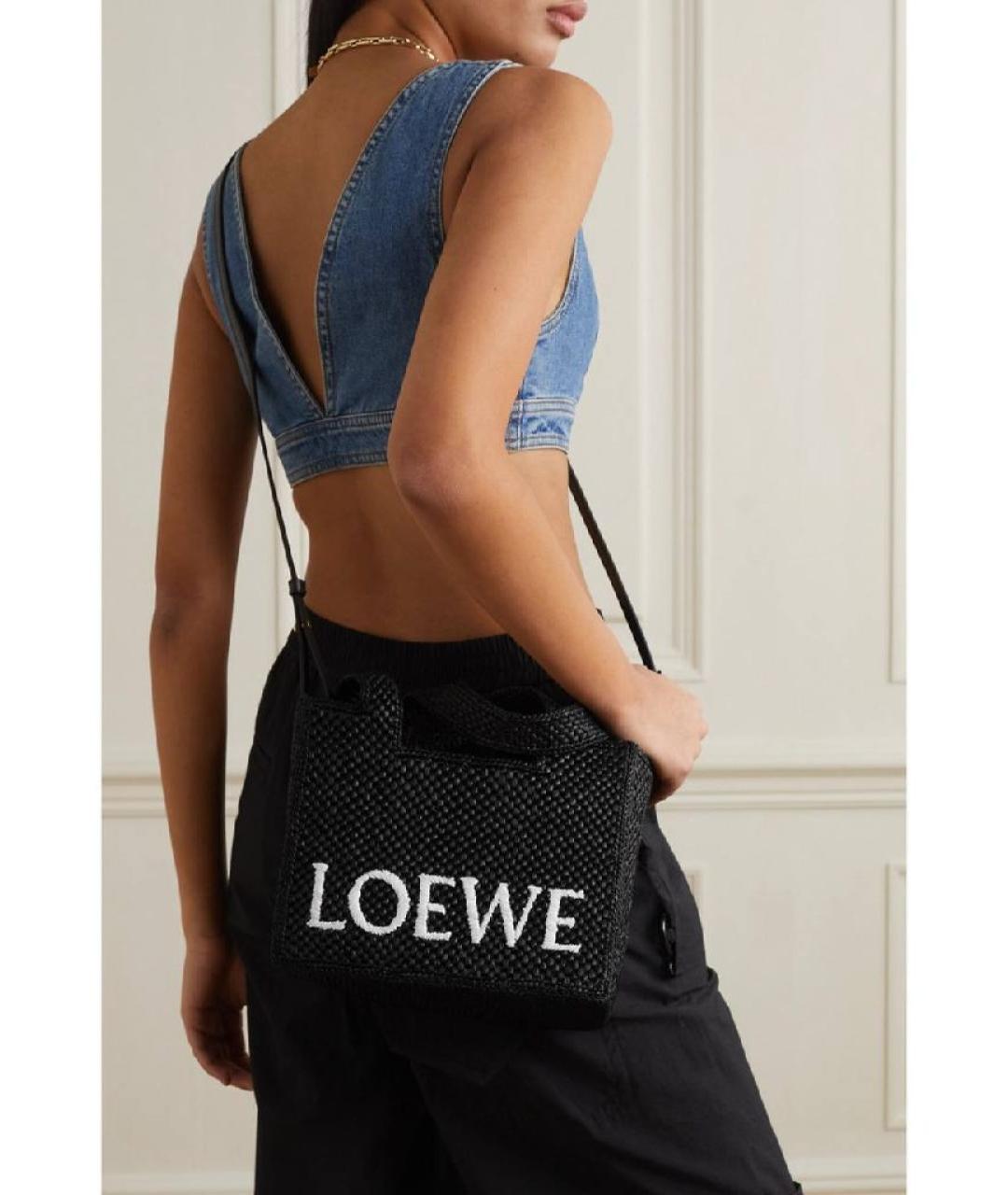 LOEWE Черная пелетеная пляжная сумка, фото 5