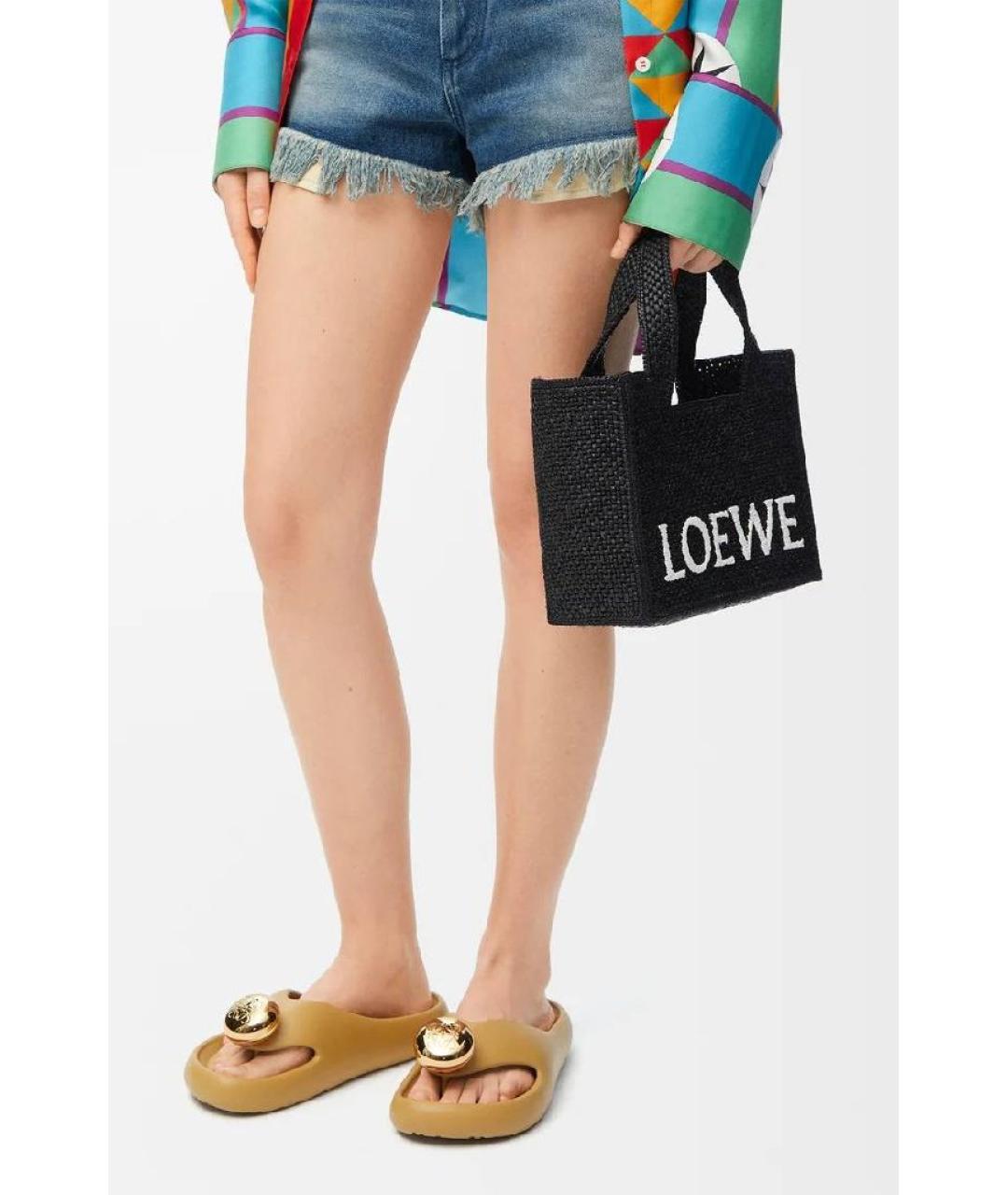 LOEWE Черная пелетеная пляжная сумка, фото 2