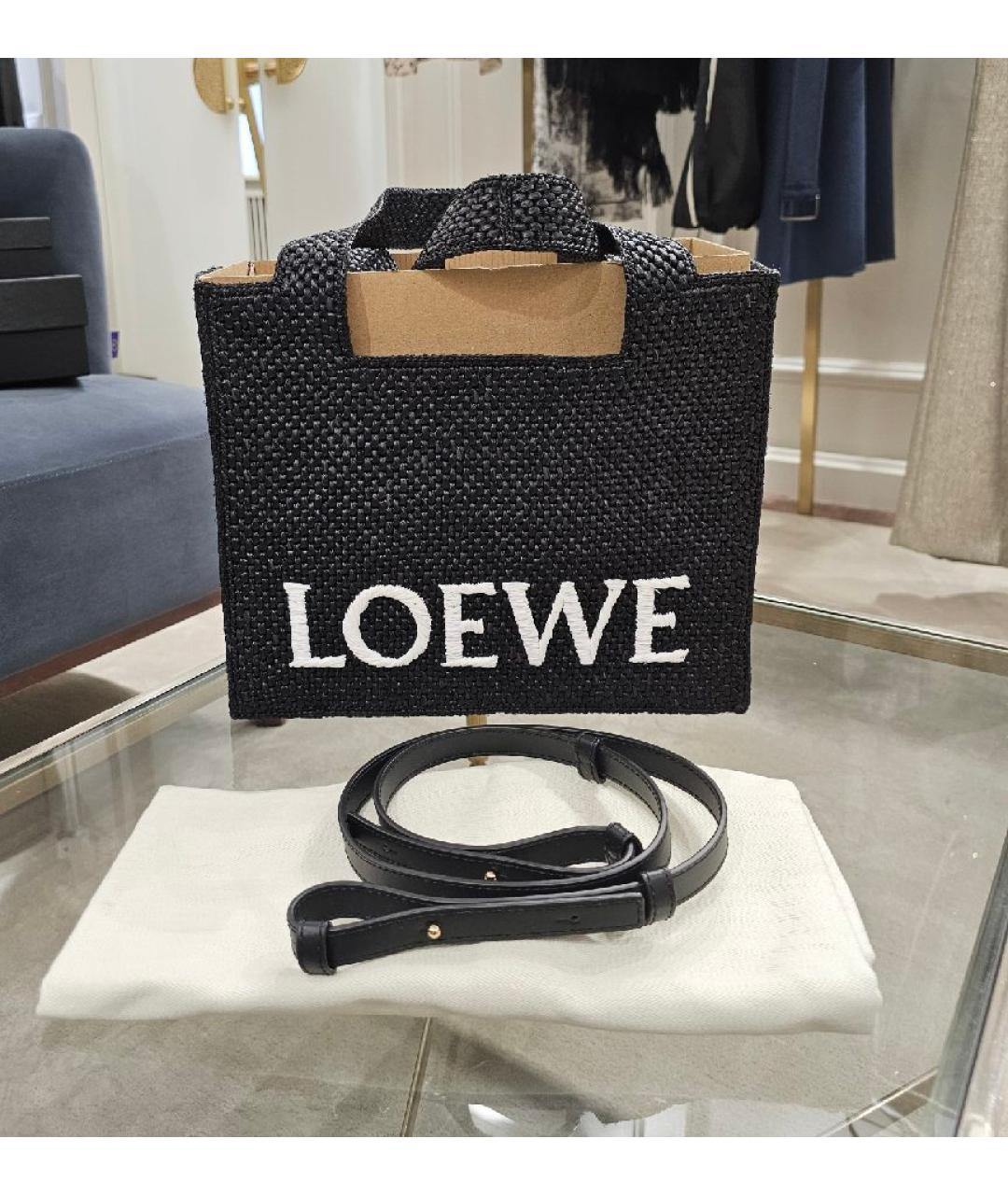 LOEWE Черная пелетеная пляжная сумка, фото 6