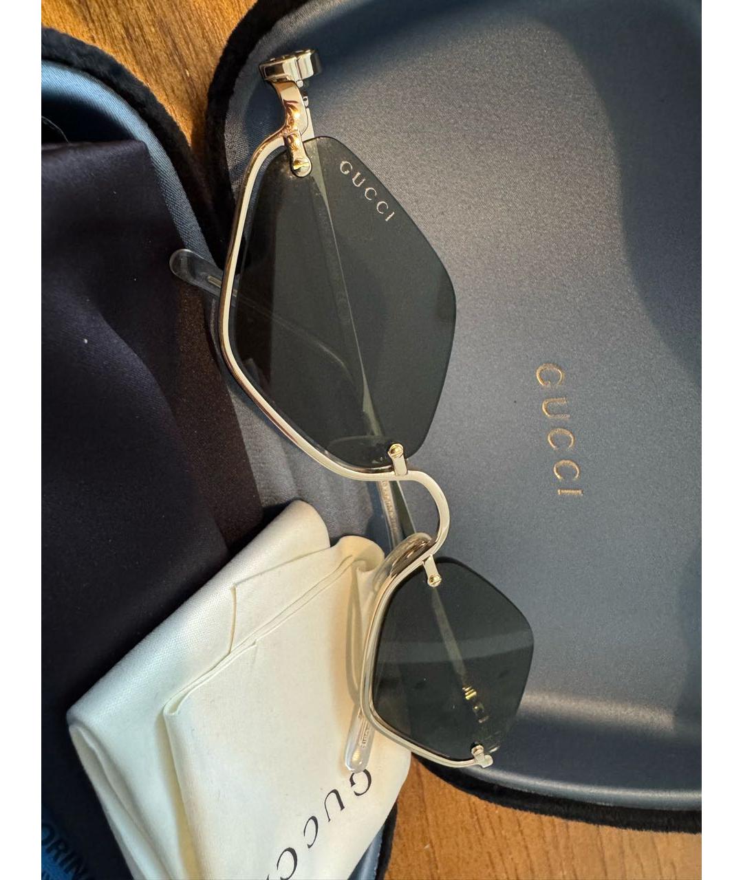 GUCCI Зеленые металлические солнцезащитные очки, фото 3