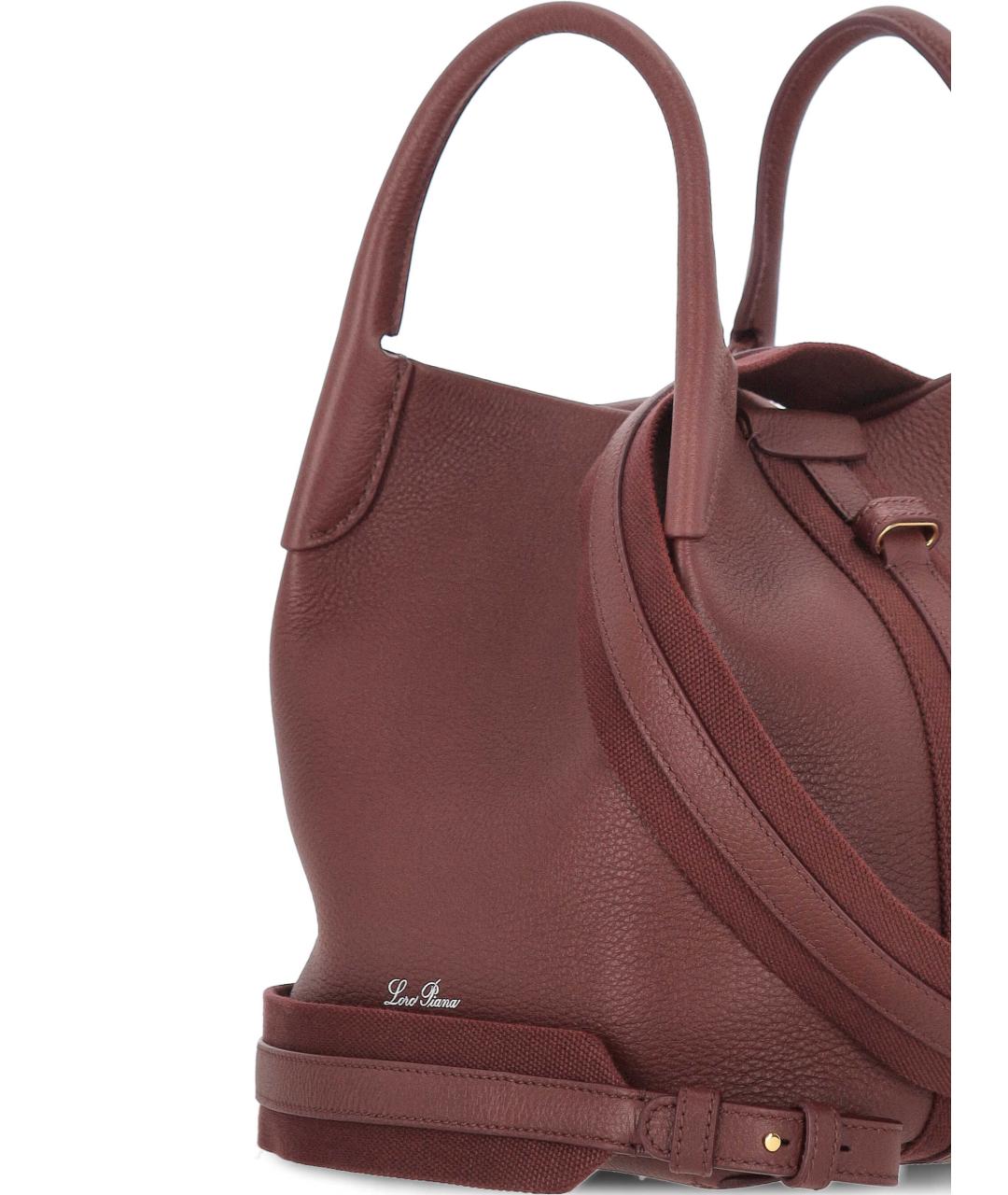 LORO PIANA Бордовая кожаная сумка через плечо, фото 3