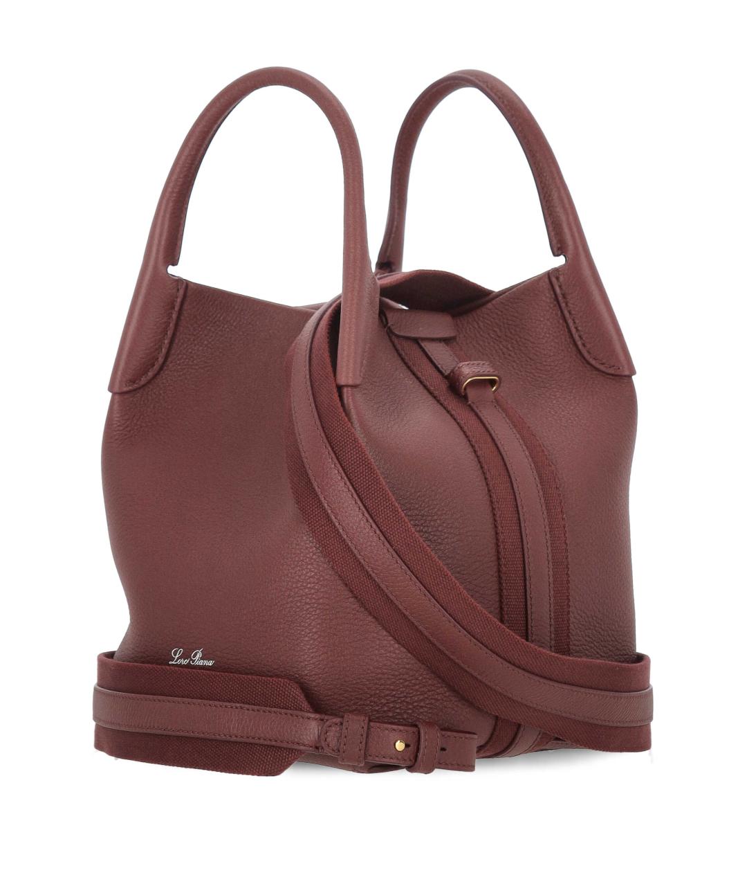 LORO PIANA Бордовая кожаная сумка через плечо, фото 2
