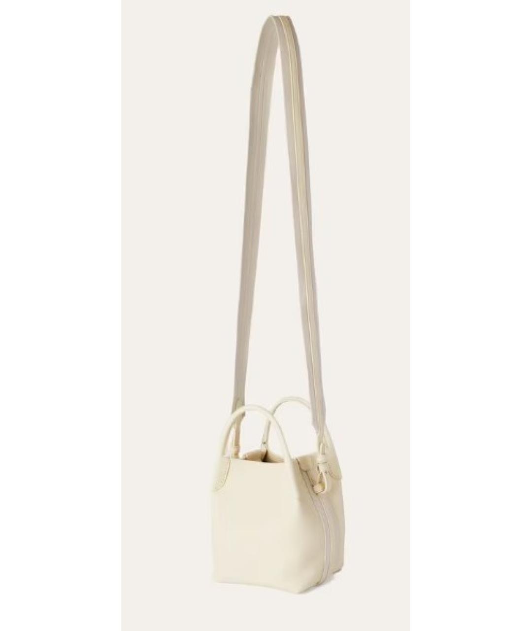 LORO PIANA Белая кожаная сумка тоут, фото 2