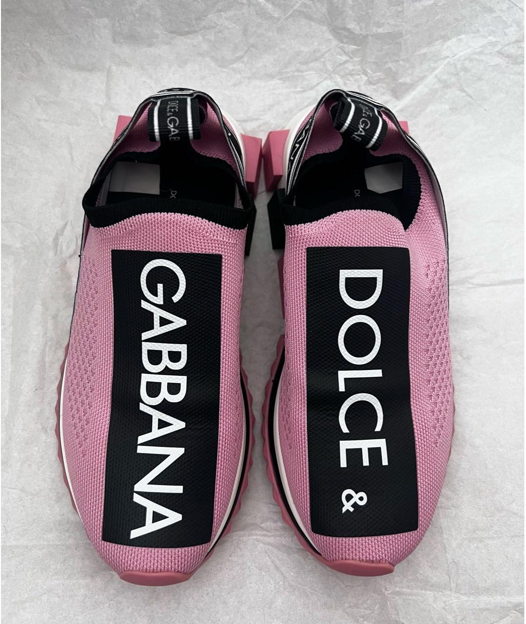 DOLCE&GABBANA Розовые текстильные кроссовки, фото 2