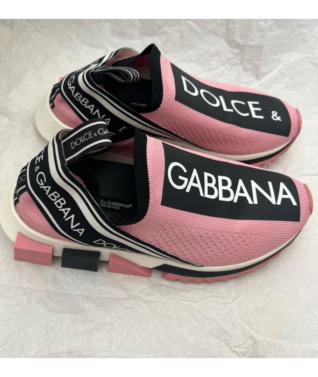 DOLCE&GABBANA Розовые текстильные кроссовки, фото 3