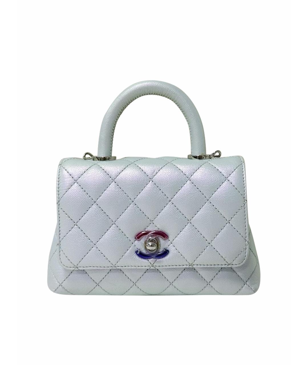 CHANEL Голубая кожаная сумка с короткими ручками, фото 1