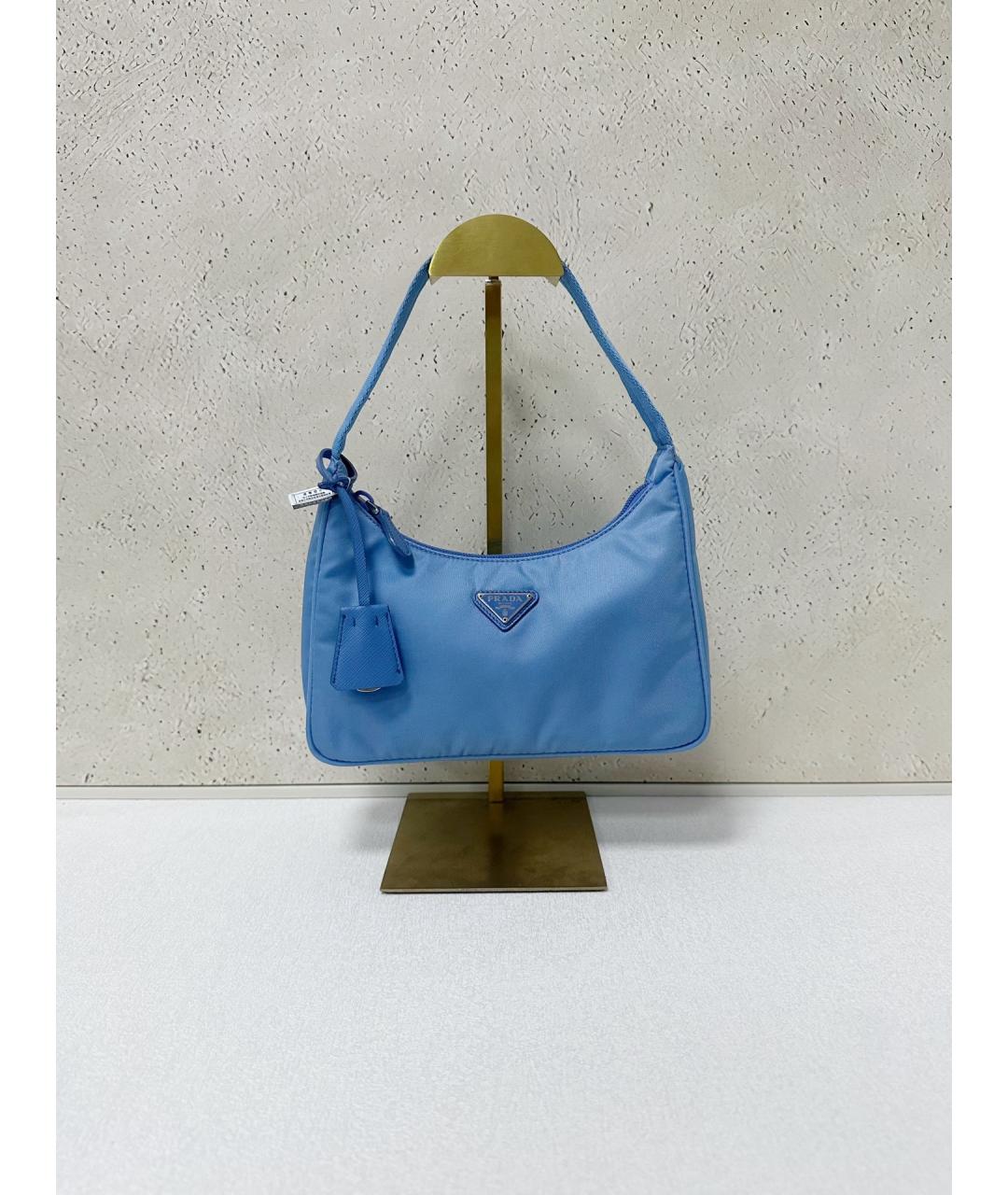 PRADA Голубая синтетическая сумка тоут, фото 7