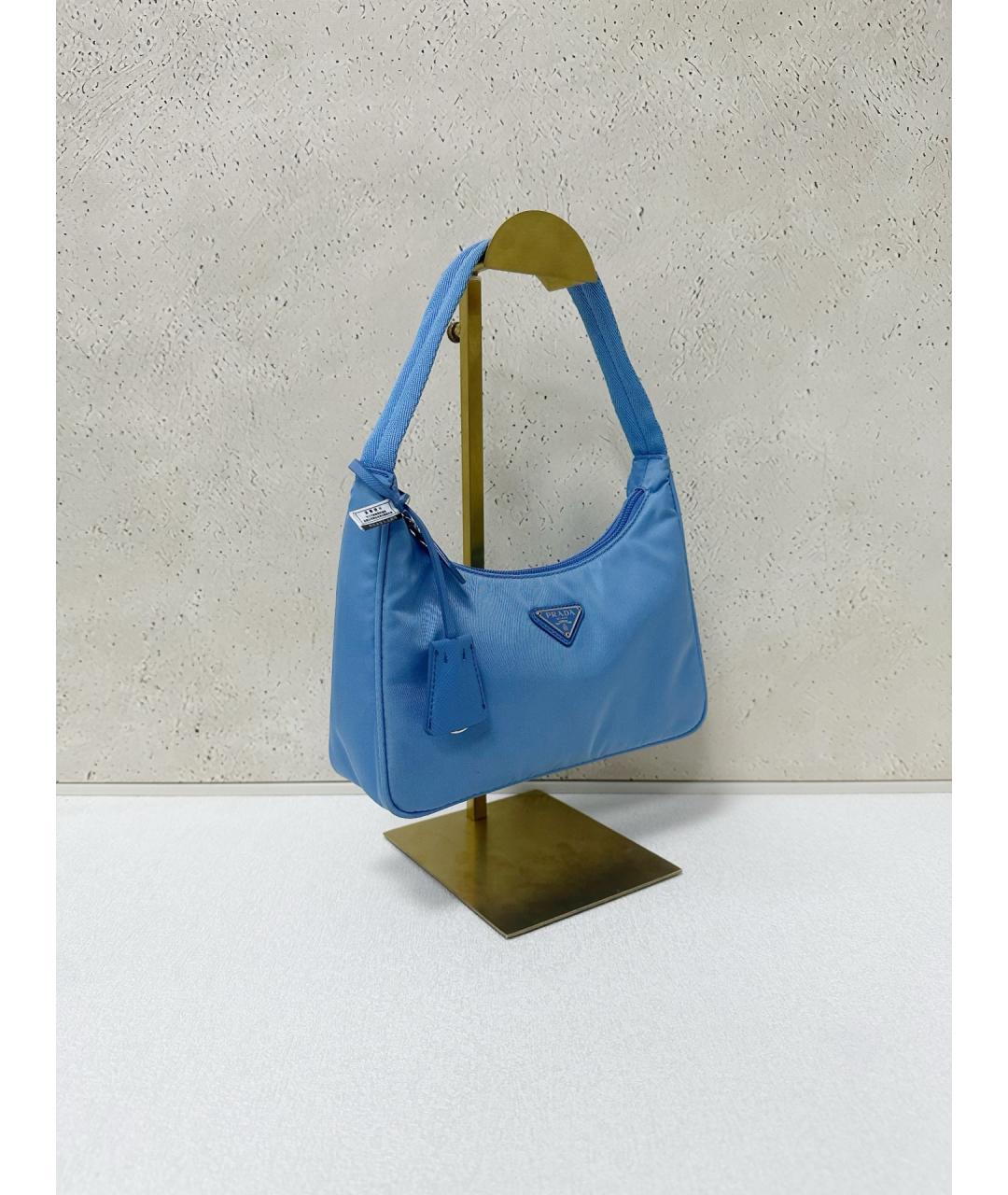 PRADA Голубая синтетическая сумка тоут, фото 4