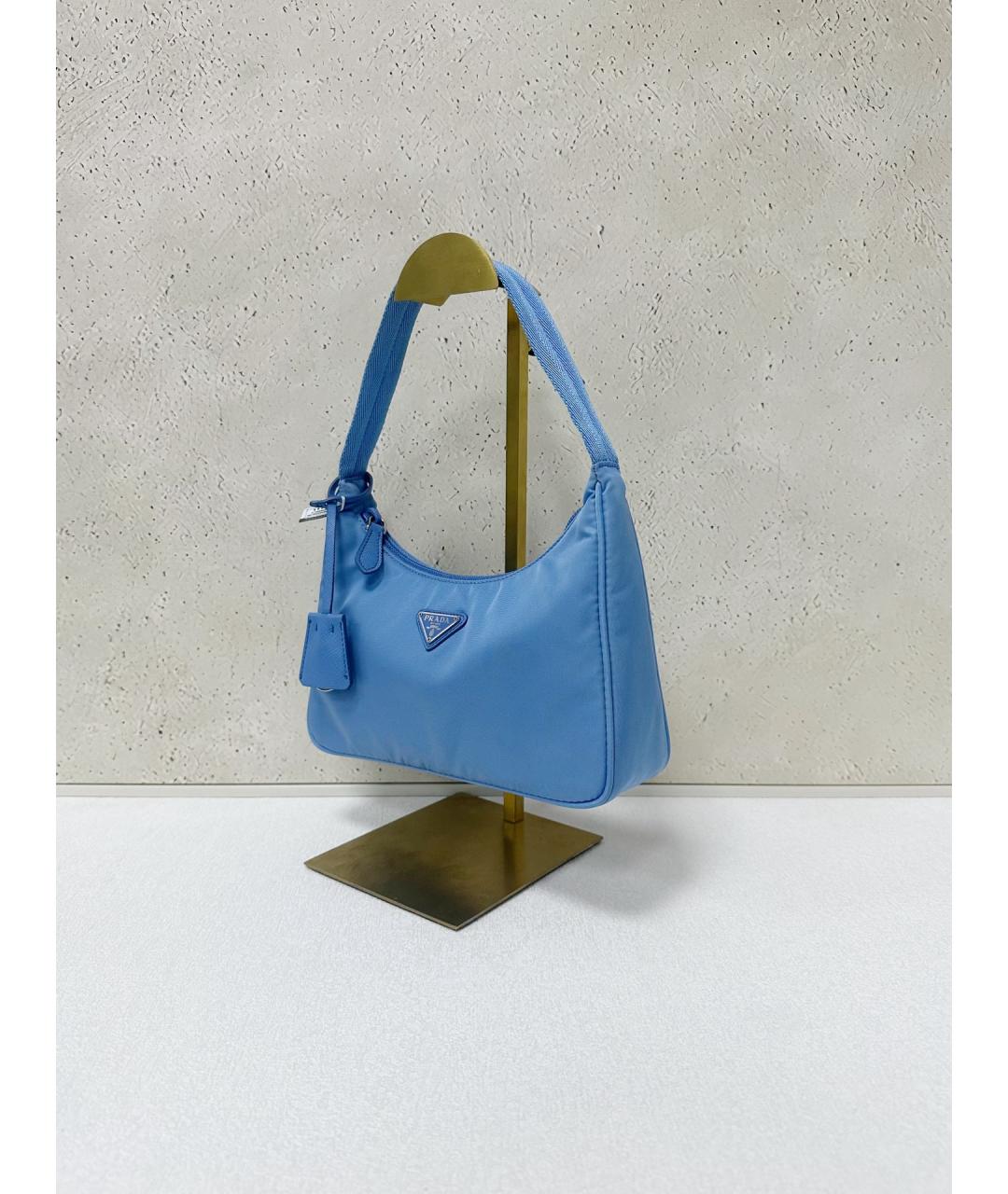 PRADA Голубая синтетическая сумка тоут, фото 3