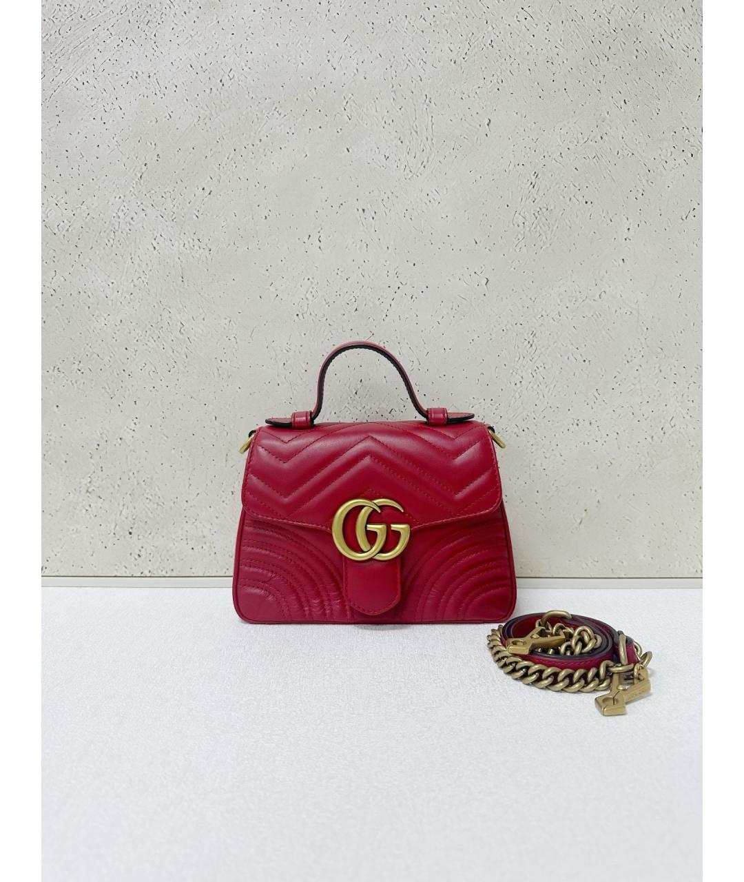 GUCCI Красная кожаная сумка тоут, фото 7