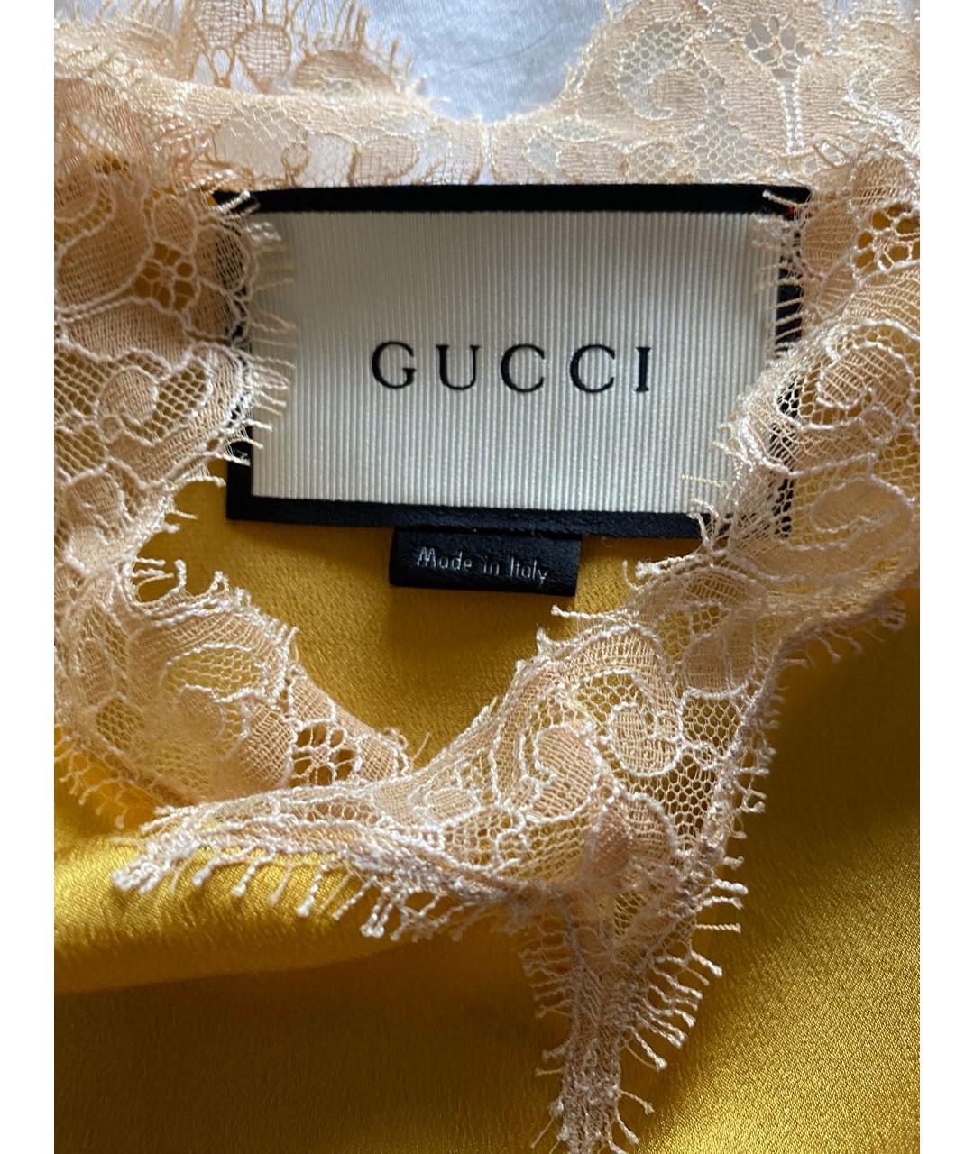 GUCCI Золотая шелковая майка, фото 3