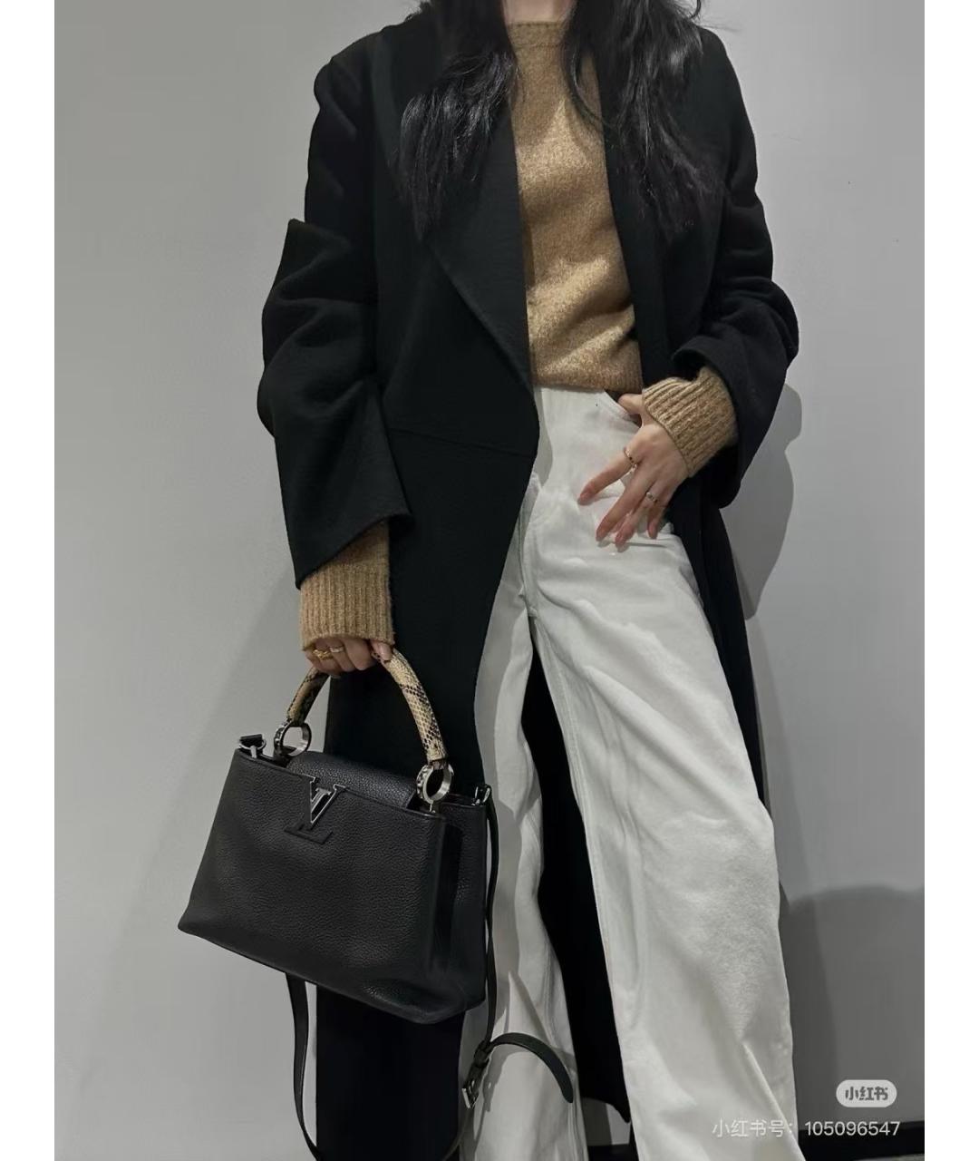 LOUIS VUITTON Черная кожаная сумка тоут, фото 6