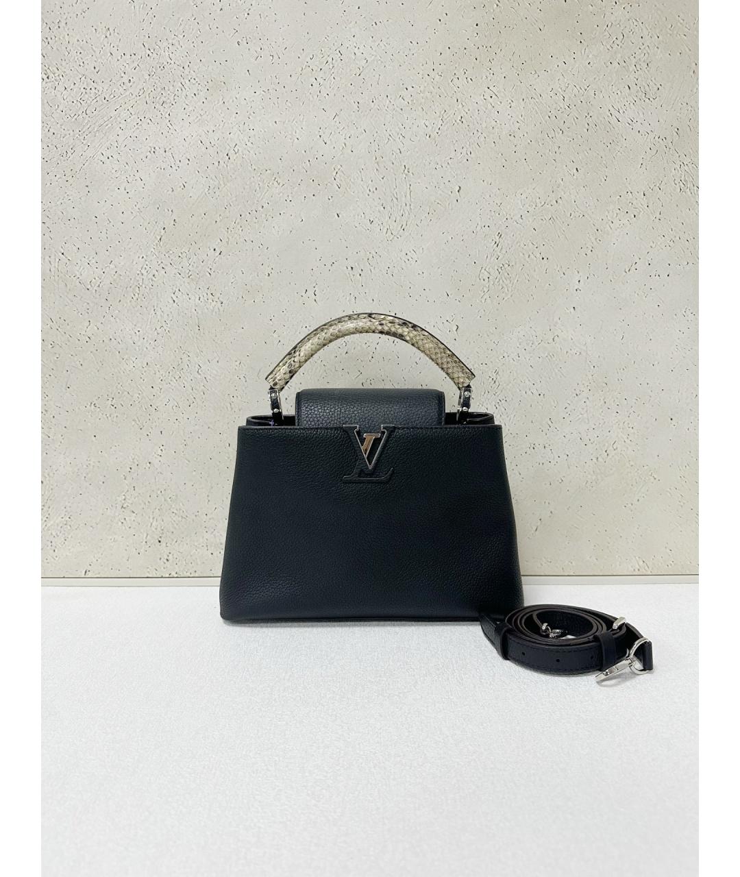 LOUIS VUITTON Черная кожаная сумка тоут, фото 7