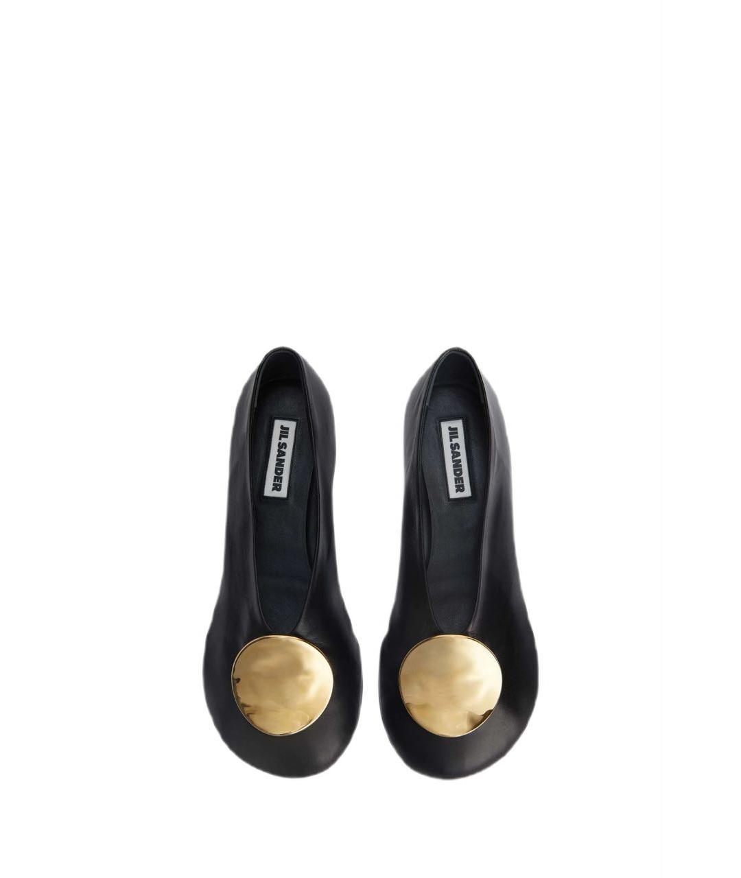 JIL SANDER Черные кожаные балетки, фото 3