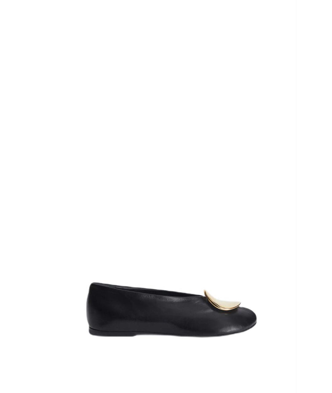 JIL SANDER Черные кожаные балетки, фото 1