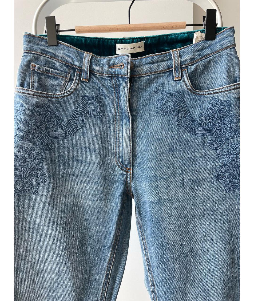 ETRO Голубые хлопковые прямые джинсы, фото 4