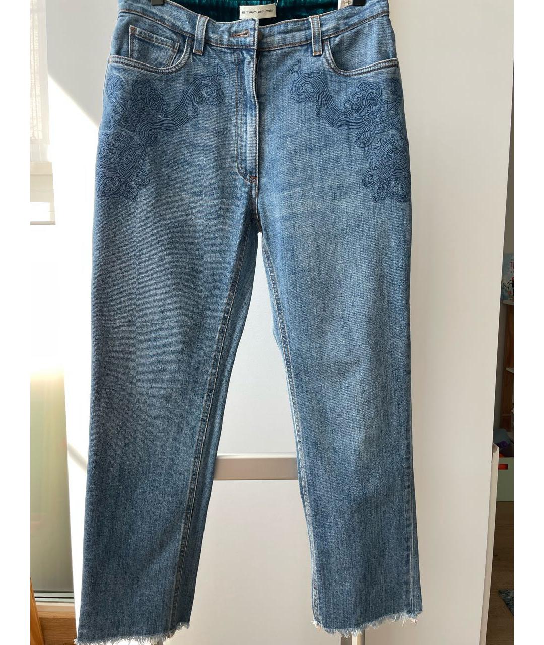 ETRO Голубые хлопковые прямые джинсы, фото 3