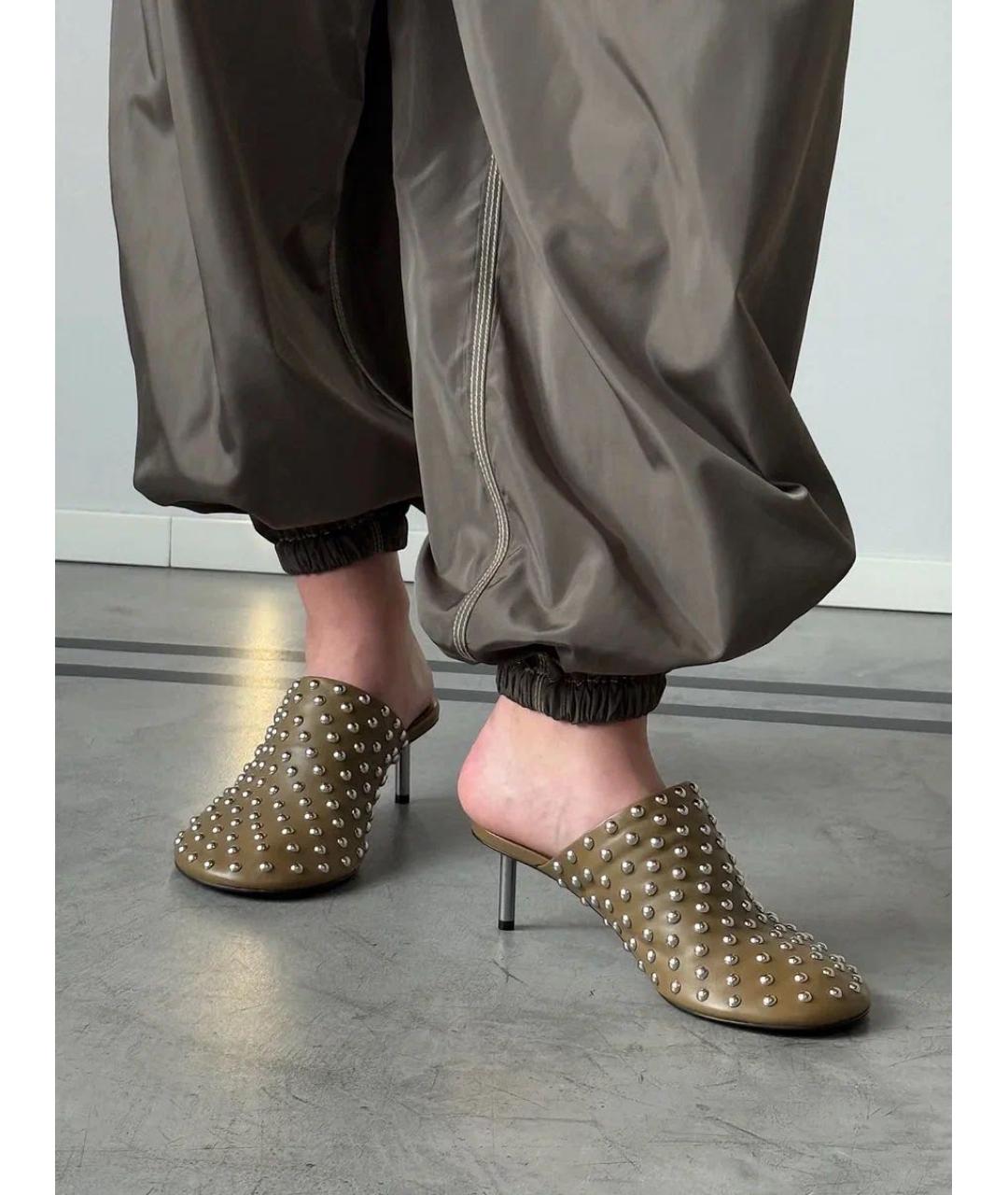 JIL SANDER Бежевые кожаные мюли, фото 3