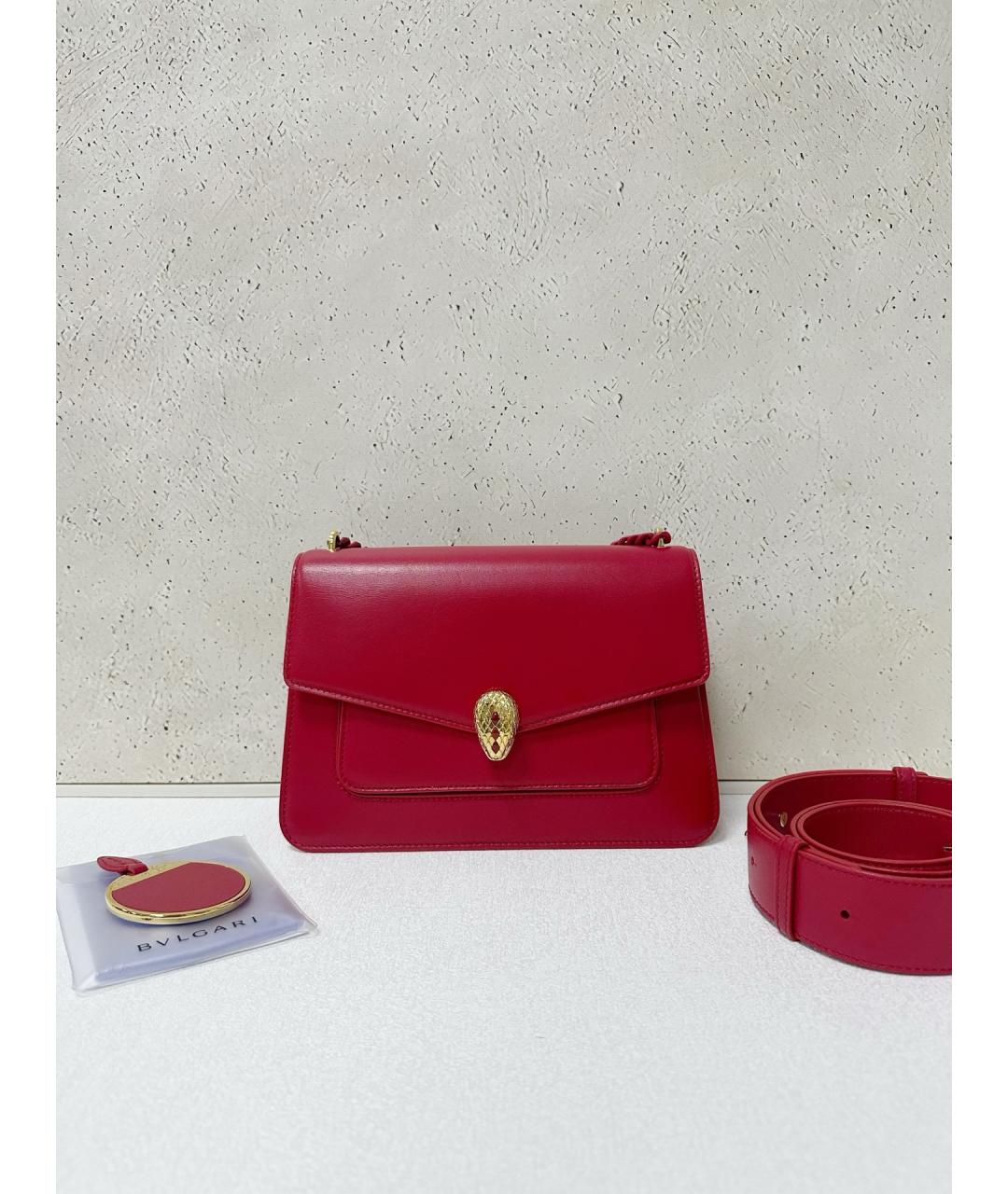BVLGARI Красная кожаная сумка тоут, фото 7