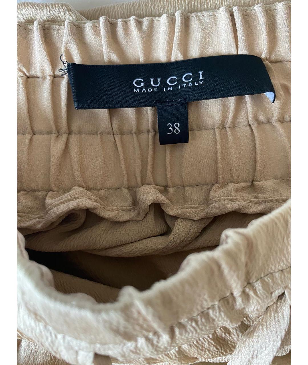 GUCCI Бежевая шелковая юбка макси, фото 3