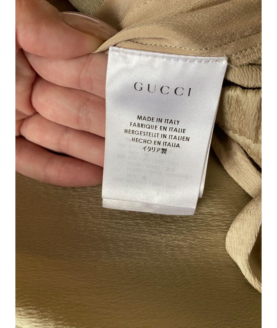 GUCCI Бежевая шелковая юбка макси, фото 7