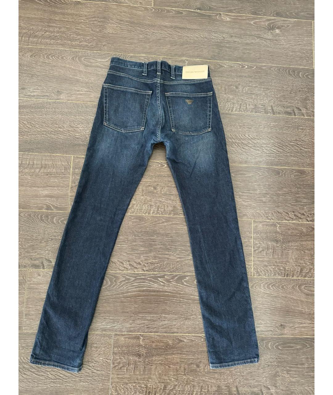 EMPORIO ARMANI Темно-синие хлопко-эластановые джинсы скинни, фото 9