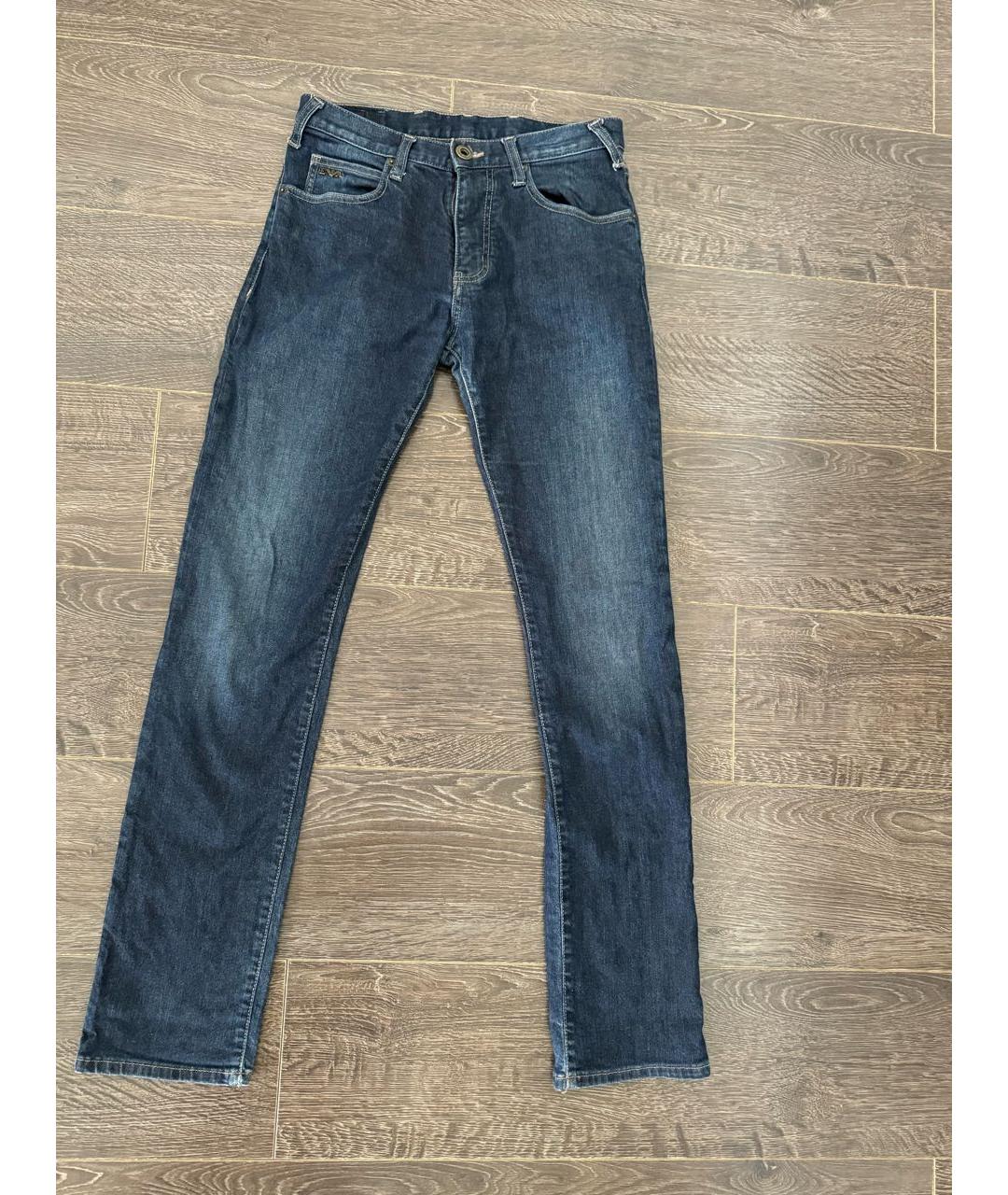 EMPORIO ARMANI Темно-синие хлопко-эластановые джинсы скинни, фото 2