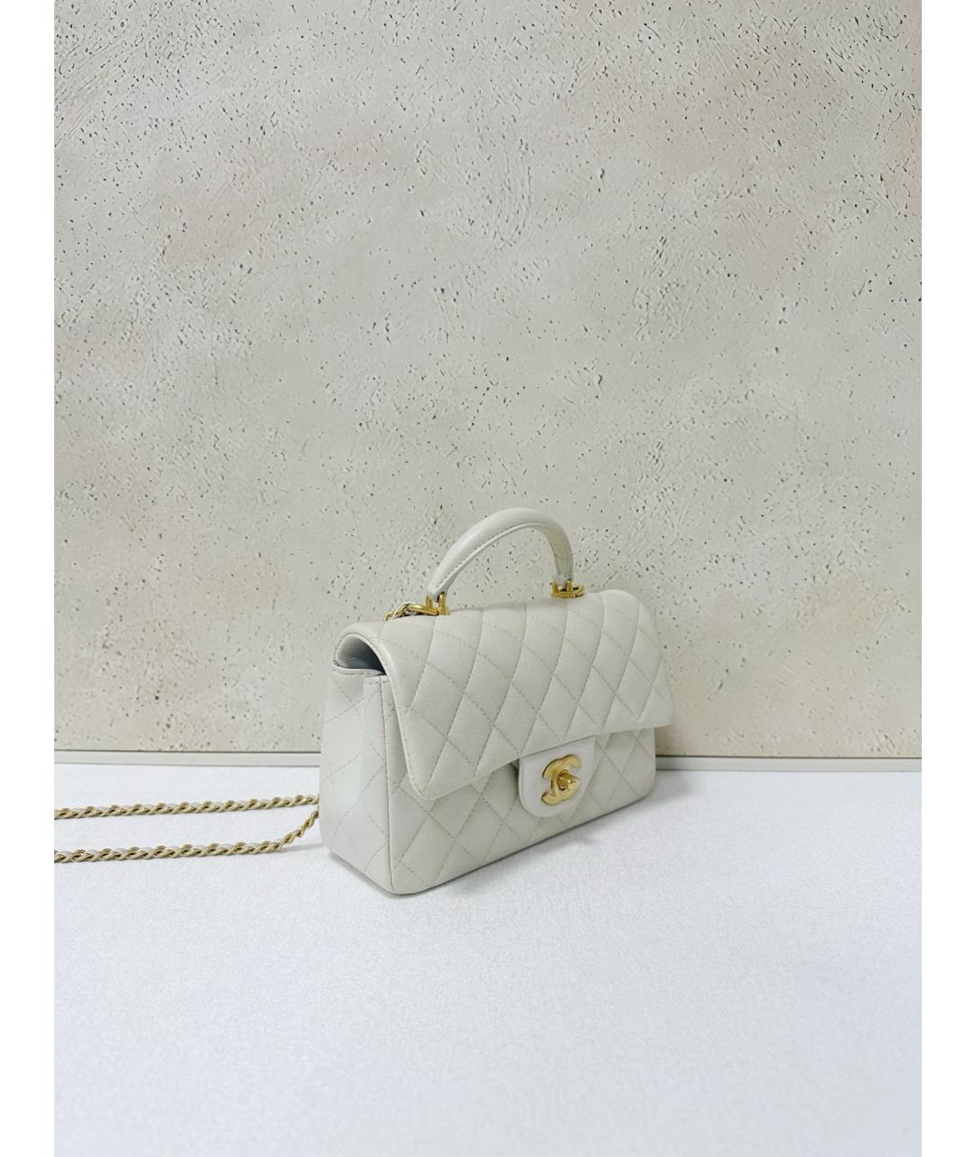 CHANEL Белая кожаная сумка тоут, фото 4