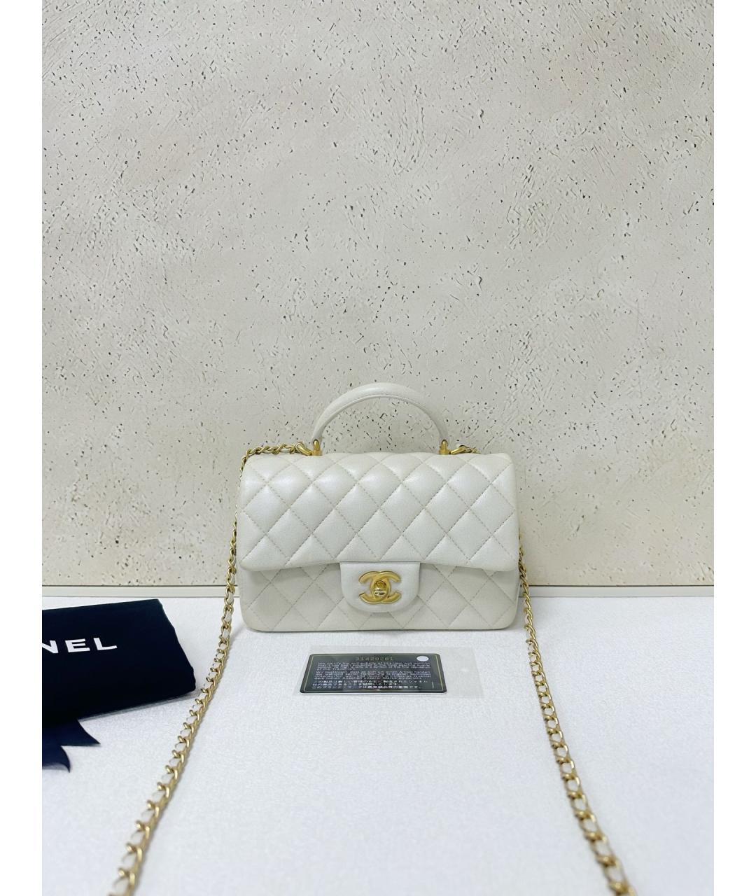 CHANEL Белая кожаная сумка тоут, фото 7