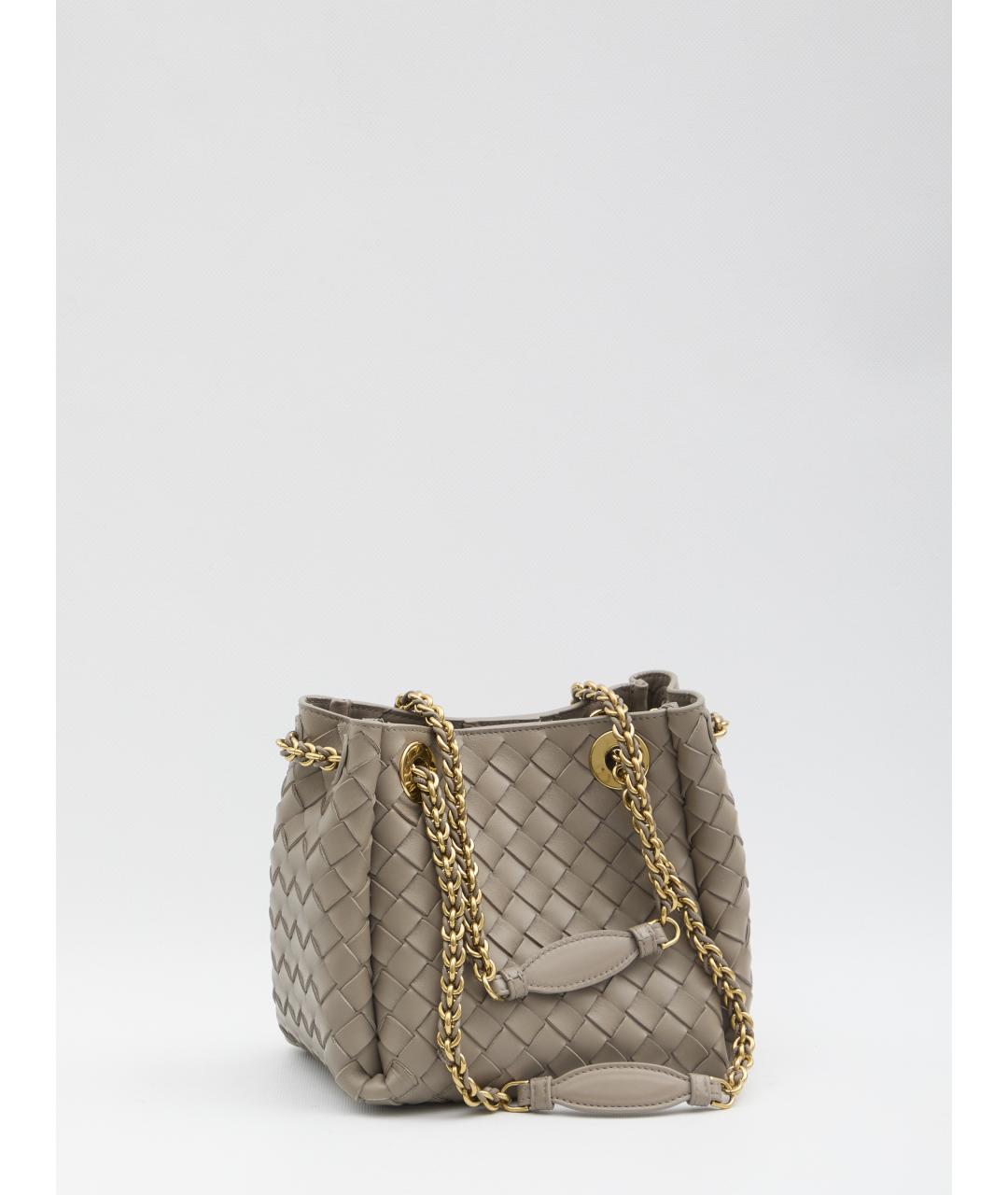 BOTTEGA VENETA Серая кожаная сумка тоут, фото 3