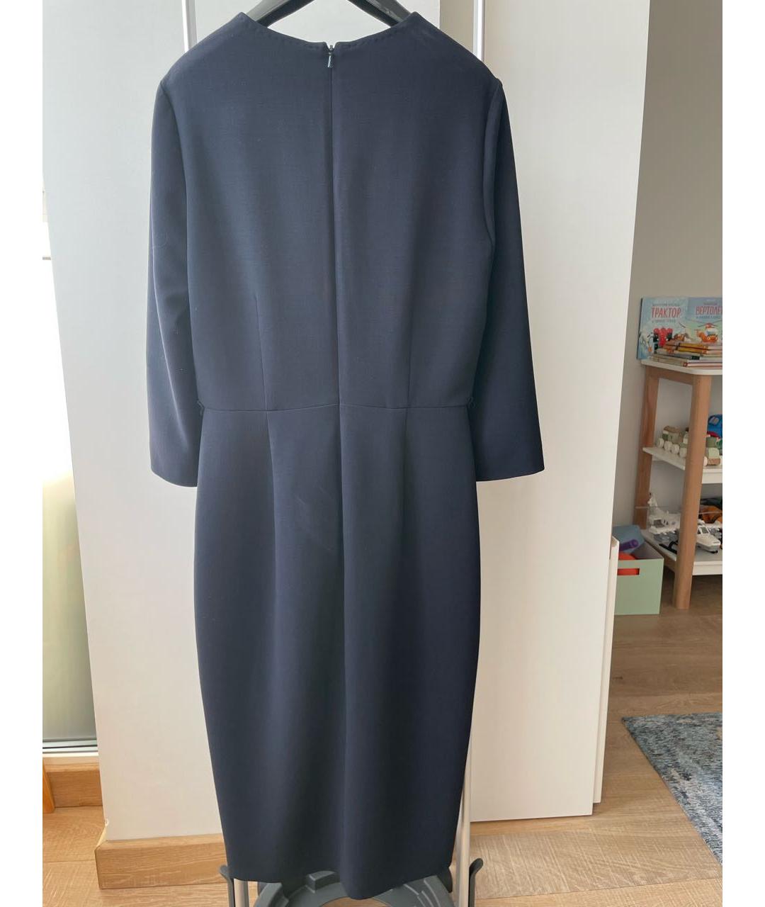 MAX MARA Темно-синее шерстяное повседневное платье, фото 3