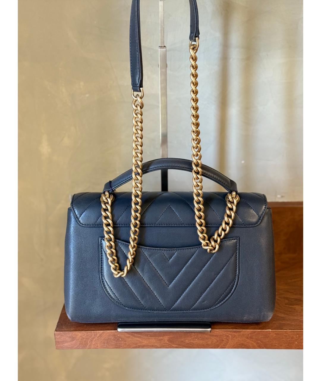 CHANEL Голубая кожаная сумка тоут, фото 5