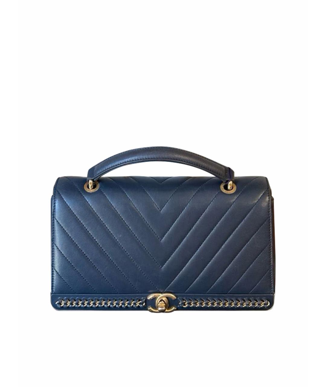 CHANEL Голубая кожаная сумка тоут, фото 1