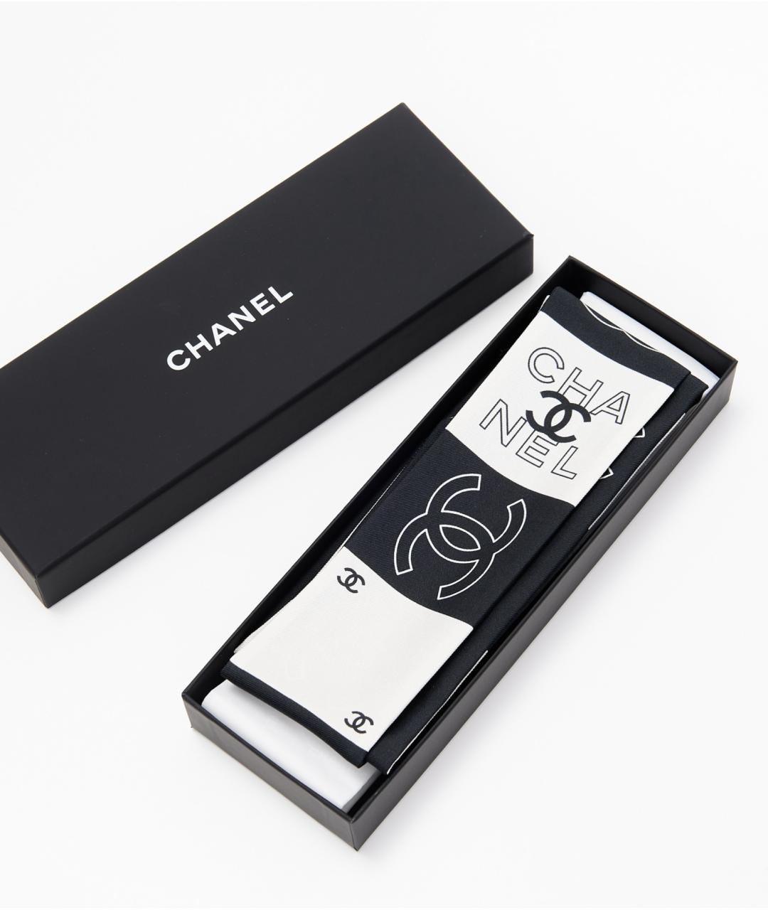 CHANEL Черный шелковый платок, фото 4