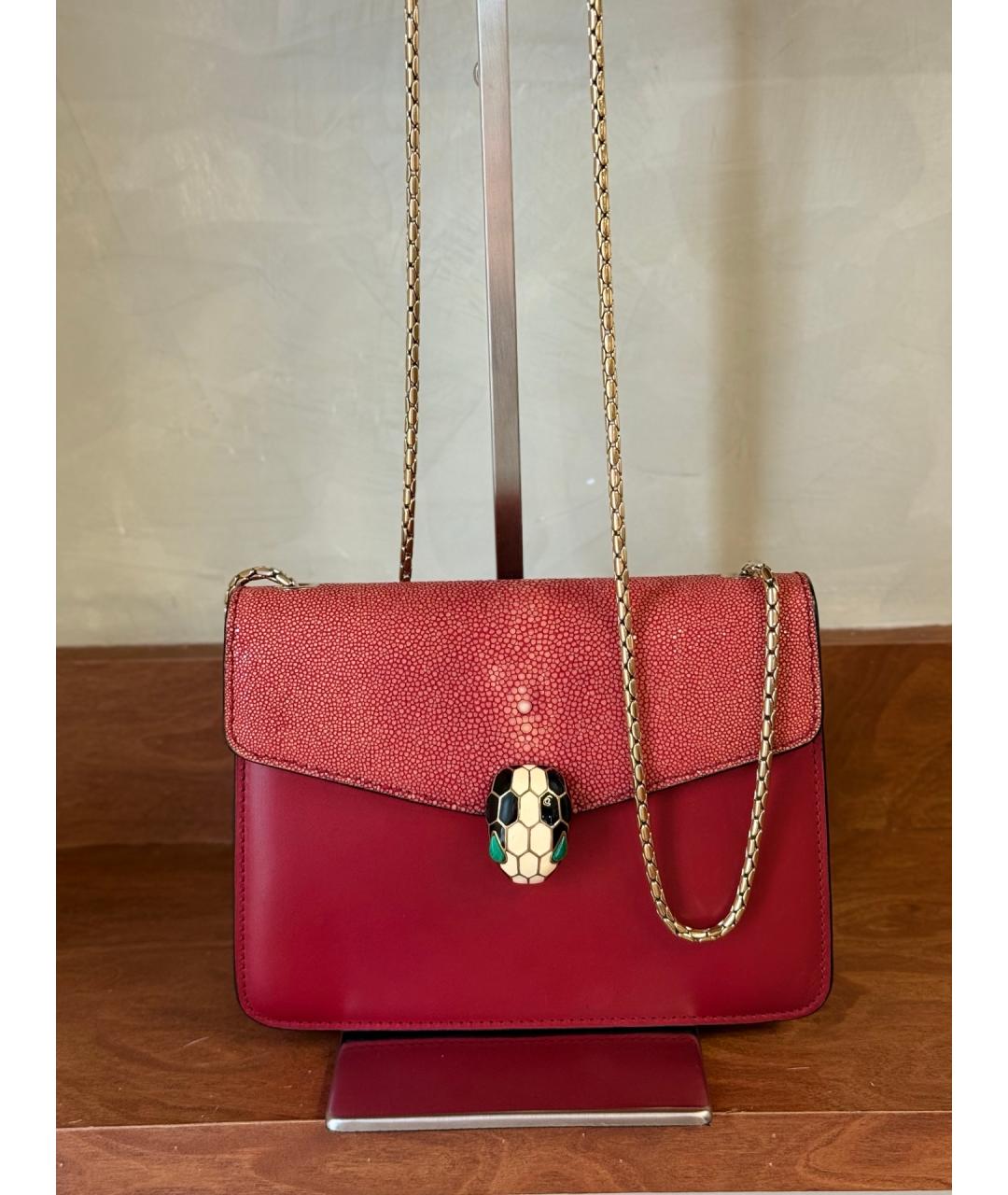 BVLGARI Красная кожаная сумка через плечо, фото 8
