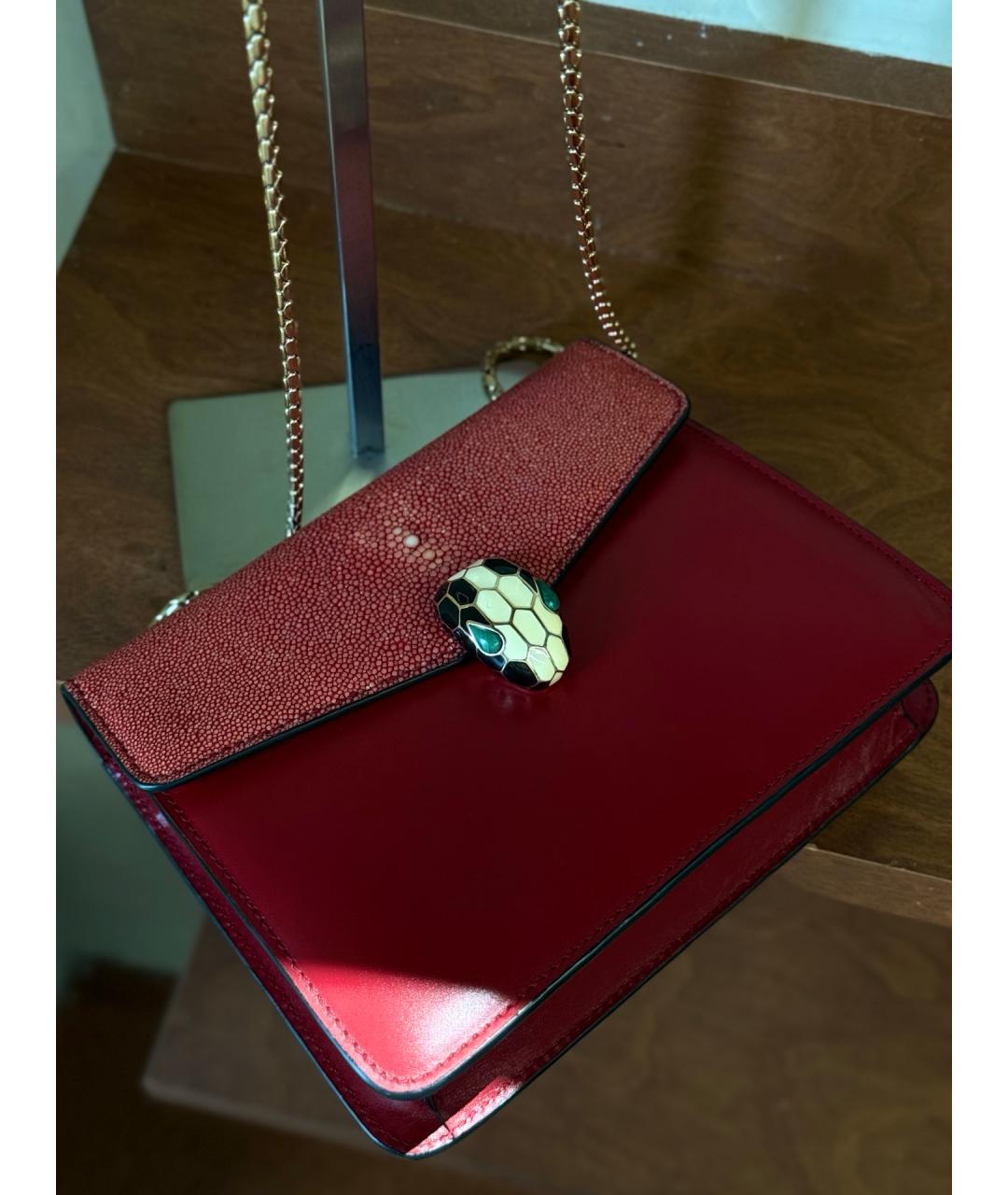 BVLGARI Красная кожаная сумка через плечо, фото 4