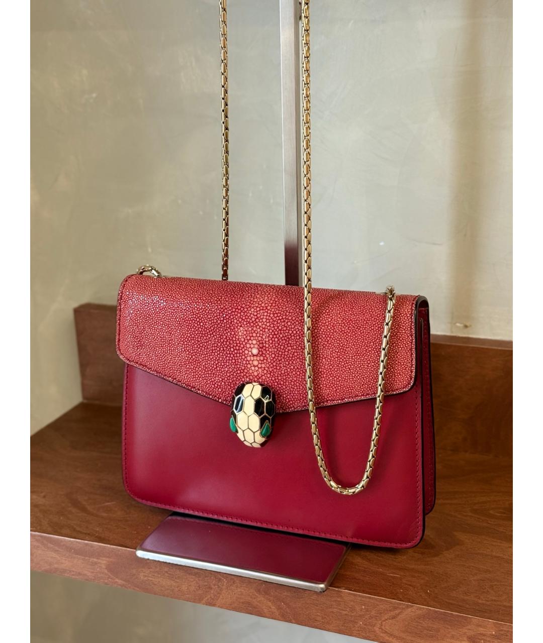 BVLGARI Красная кожаная сумка через плечо, фото 2