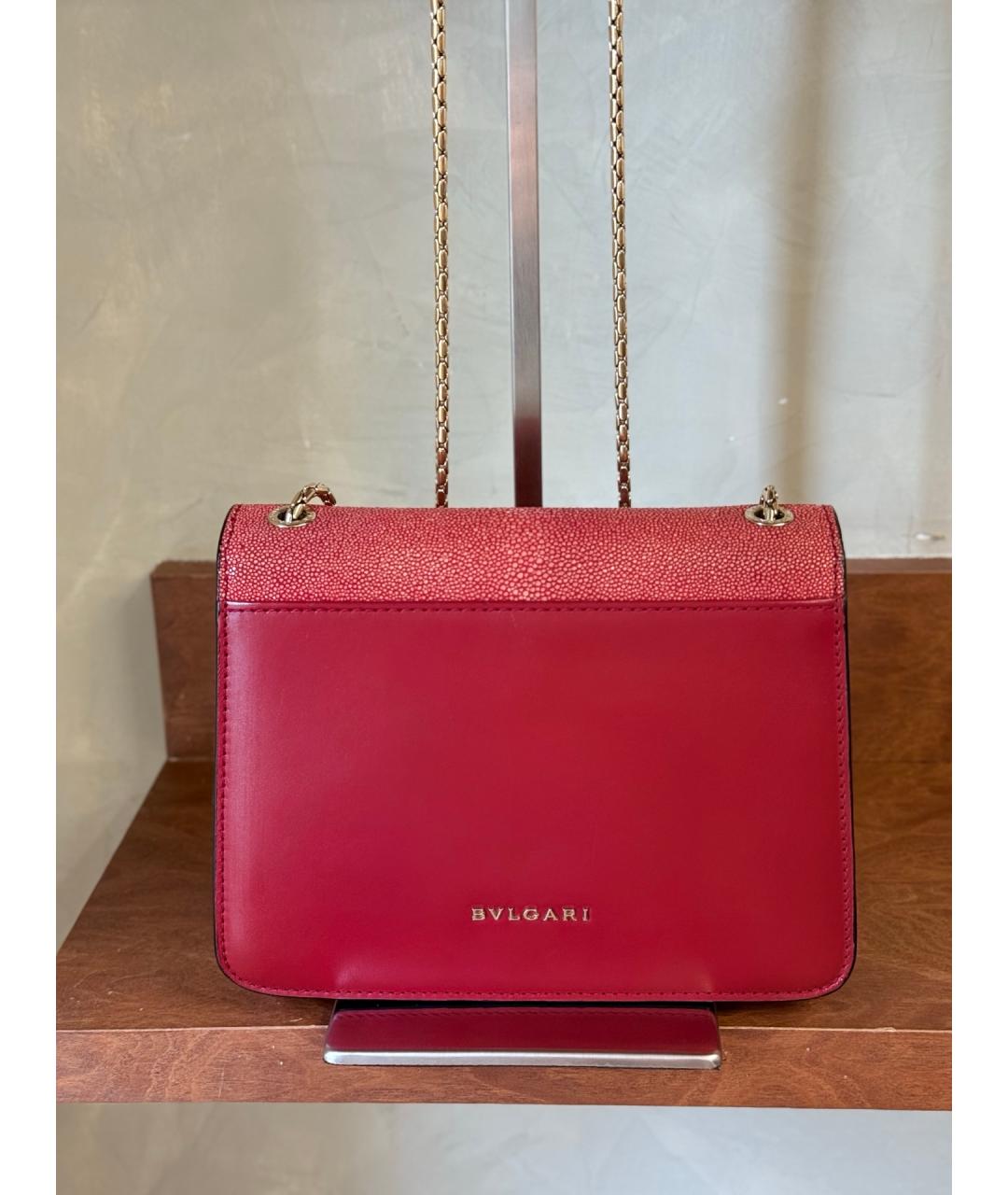 BVLGARI Красная кожаная сумка через плечо, фото 5