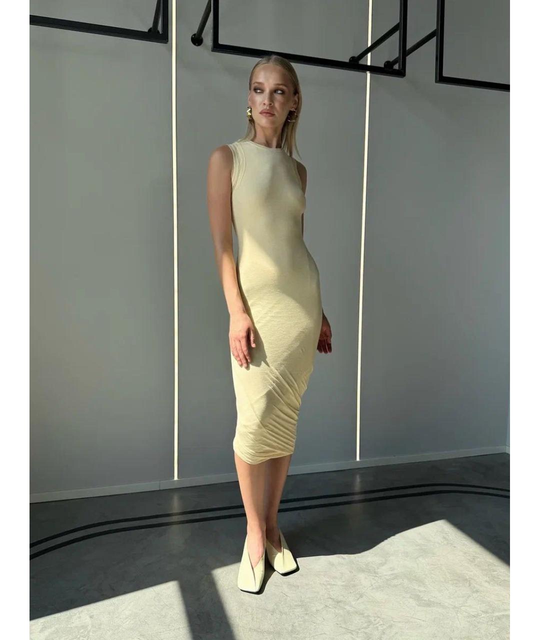 JIL SANDER Бежевое хлопковое повседневное платье, фото 2