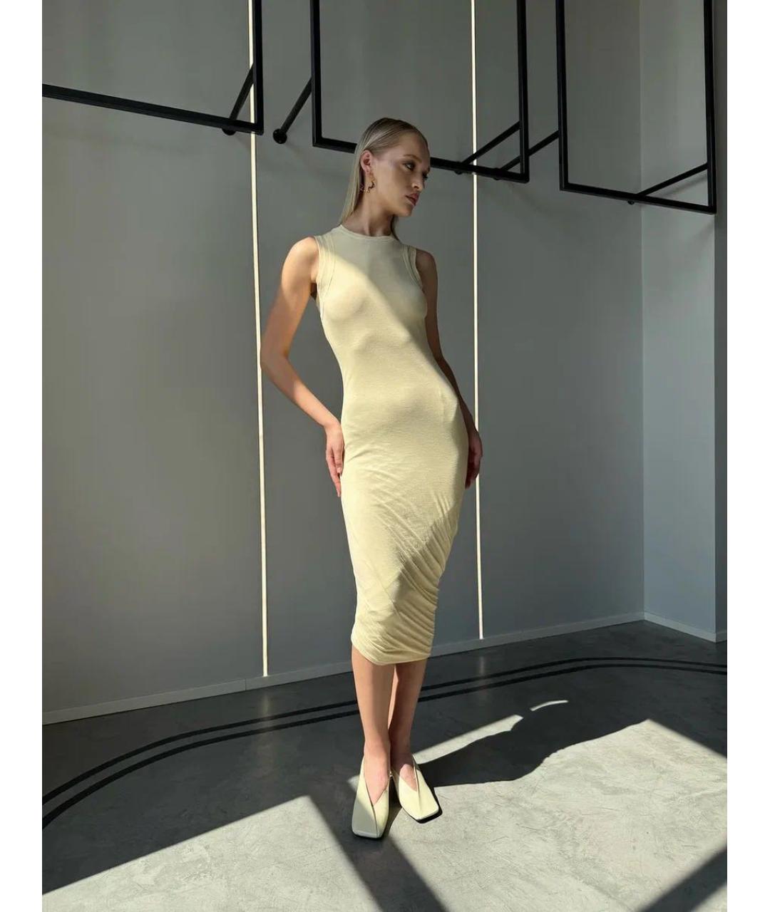 JIL SANDER Бежевое хлопковое повседневное платье, фото 4