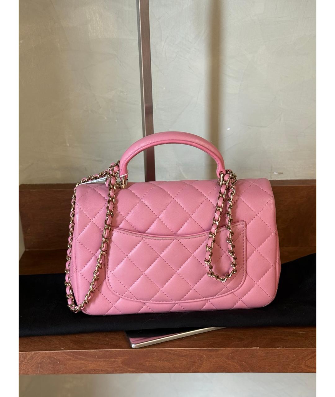 CHANEL Розовая кожаная сумка тоут, фото 6