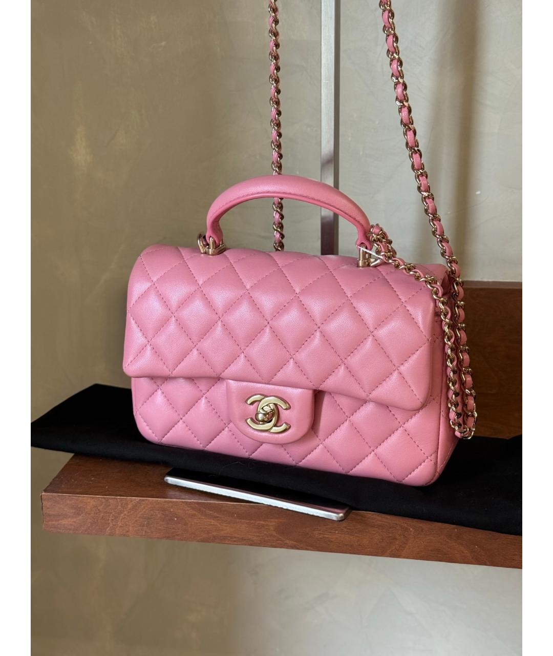 CHANEL Розовая кожаная сумка тоут, фото 2
