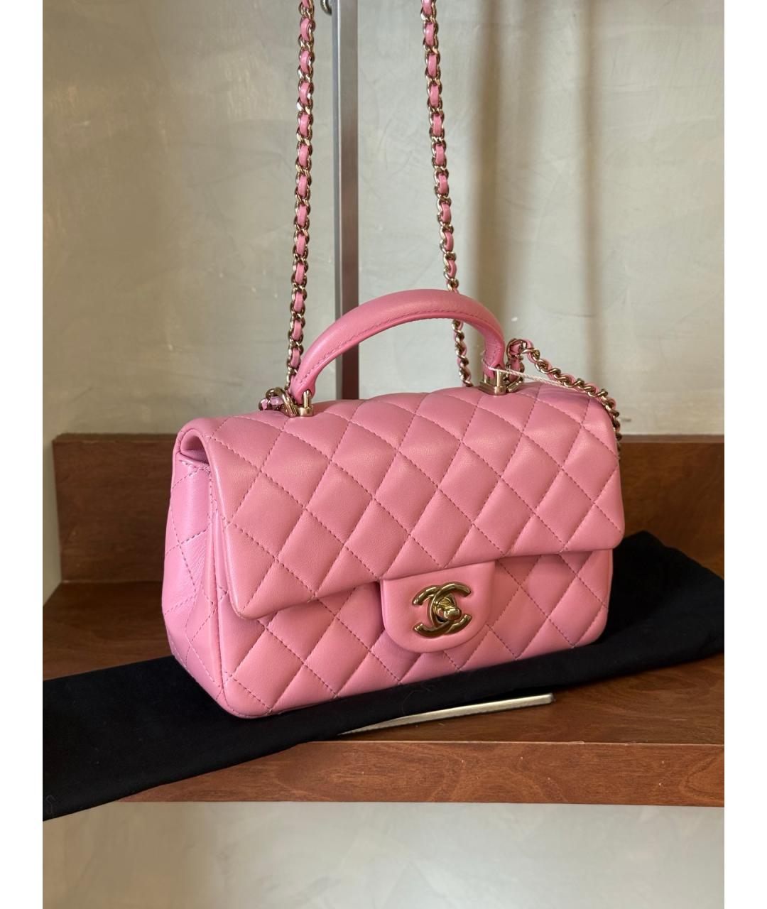 CHANEL Розовая кожаная сумка тоут, фото 4