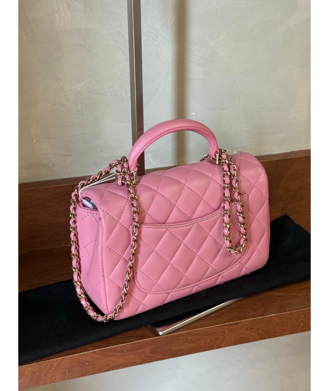 CHANEL Розовая кожаная сумка тоут, фото 8