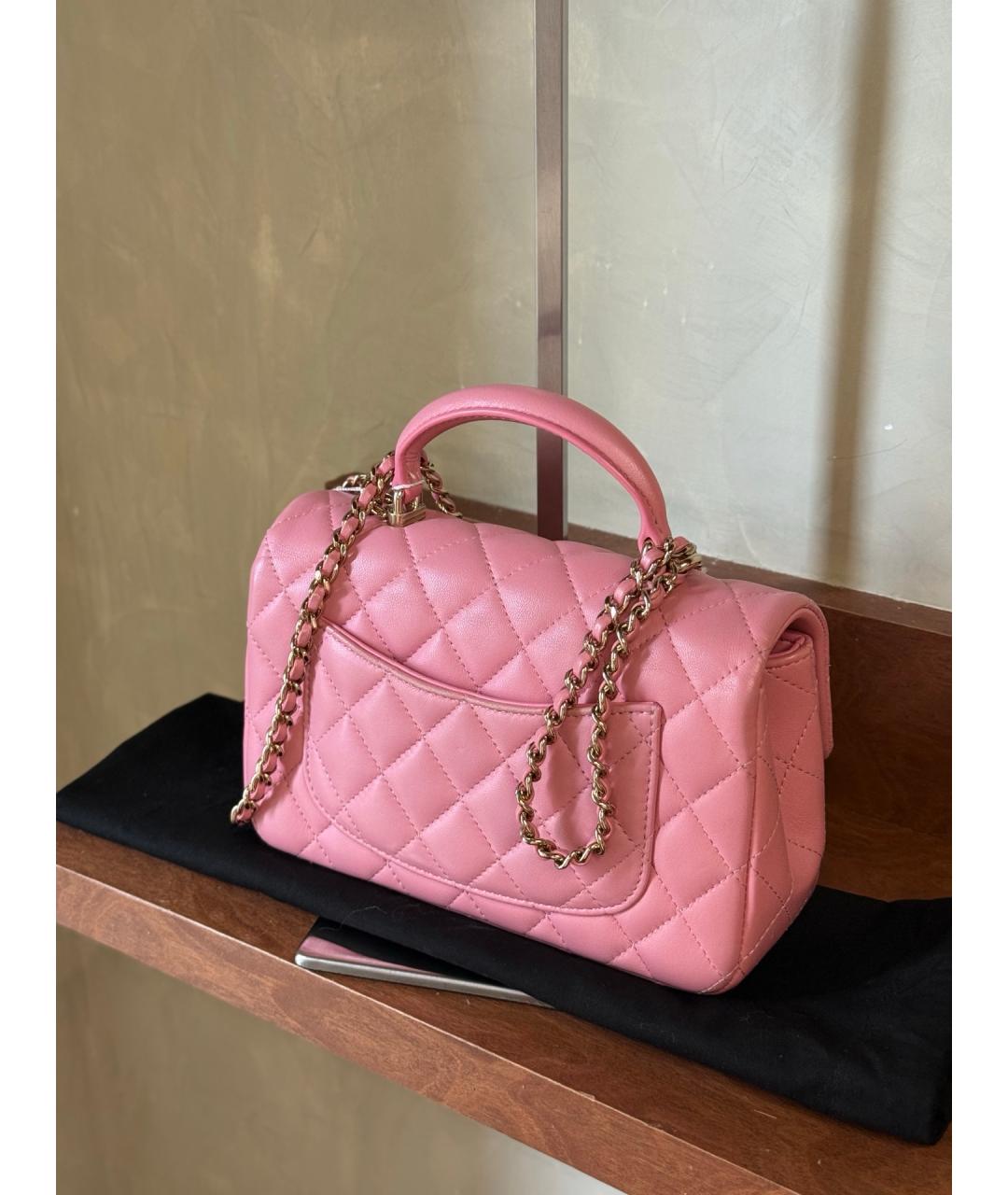 CHANEL Розовая кожаная сумка тоут, фото 7