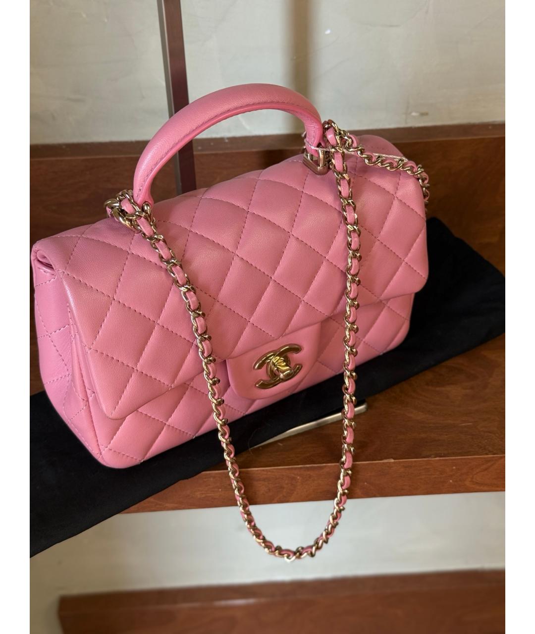 CHANEL Розовая кожаная сумка тоут, фото 5