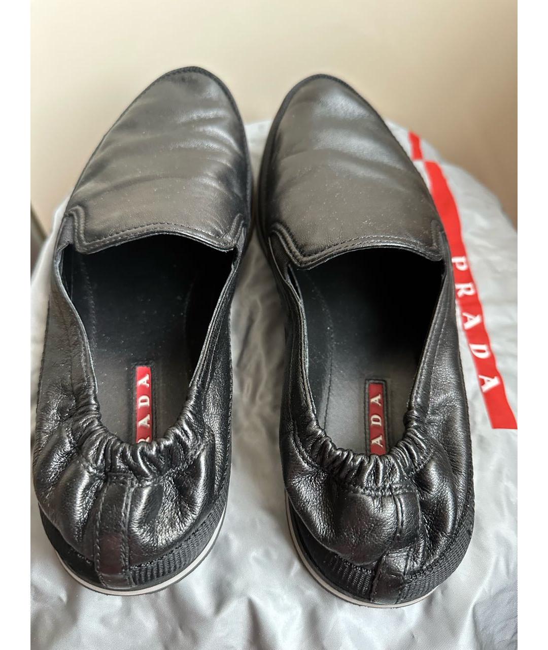 PRADA Черные кожаные мокасины, фото 3